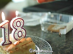 PornPros - Cassidy Ryan celebrates her 18th birthday with cake and cock