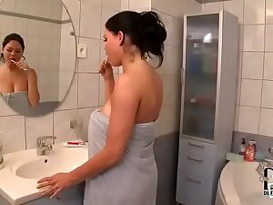 Girl with big natural Tits gets fucked in be transferred to shower